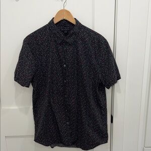 John Varvatos Black and Red Floral Button Down Shirt